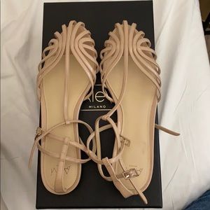 Alevi Nude Patent Leather Cage Flats